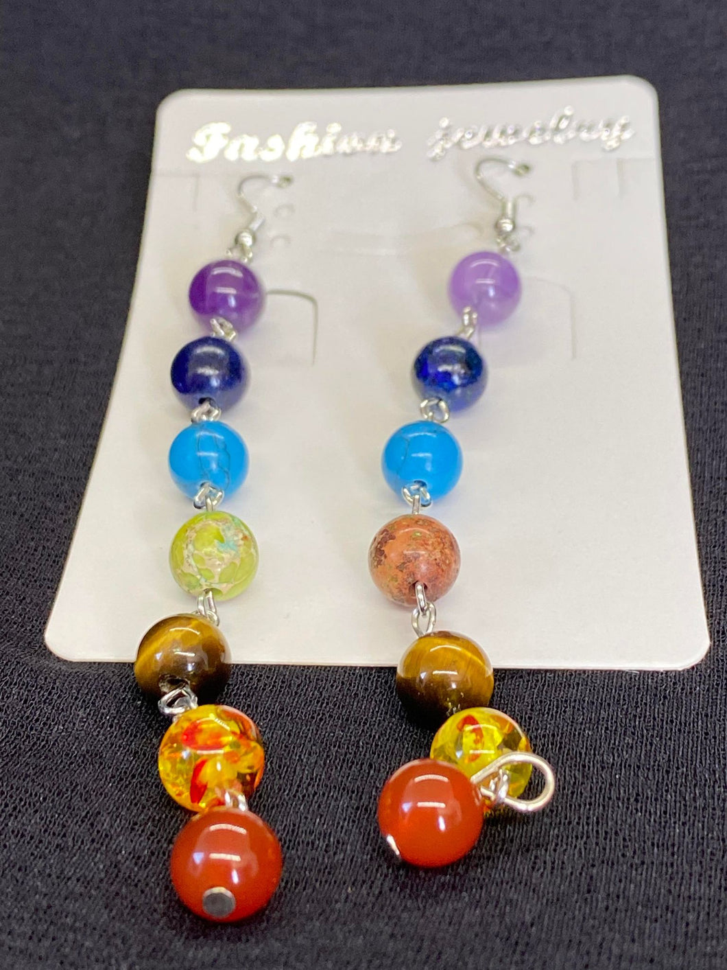 7 Chakra Gemstone Beads- Earrings
